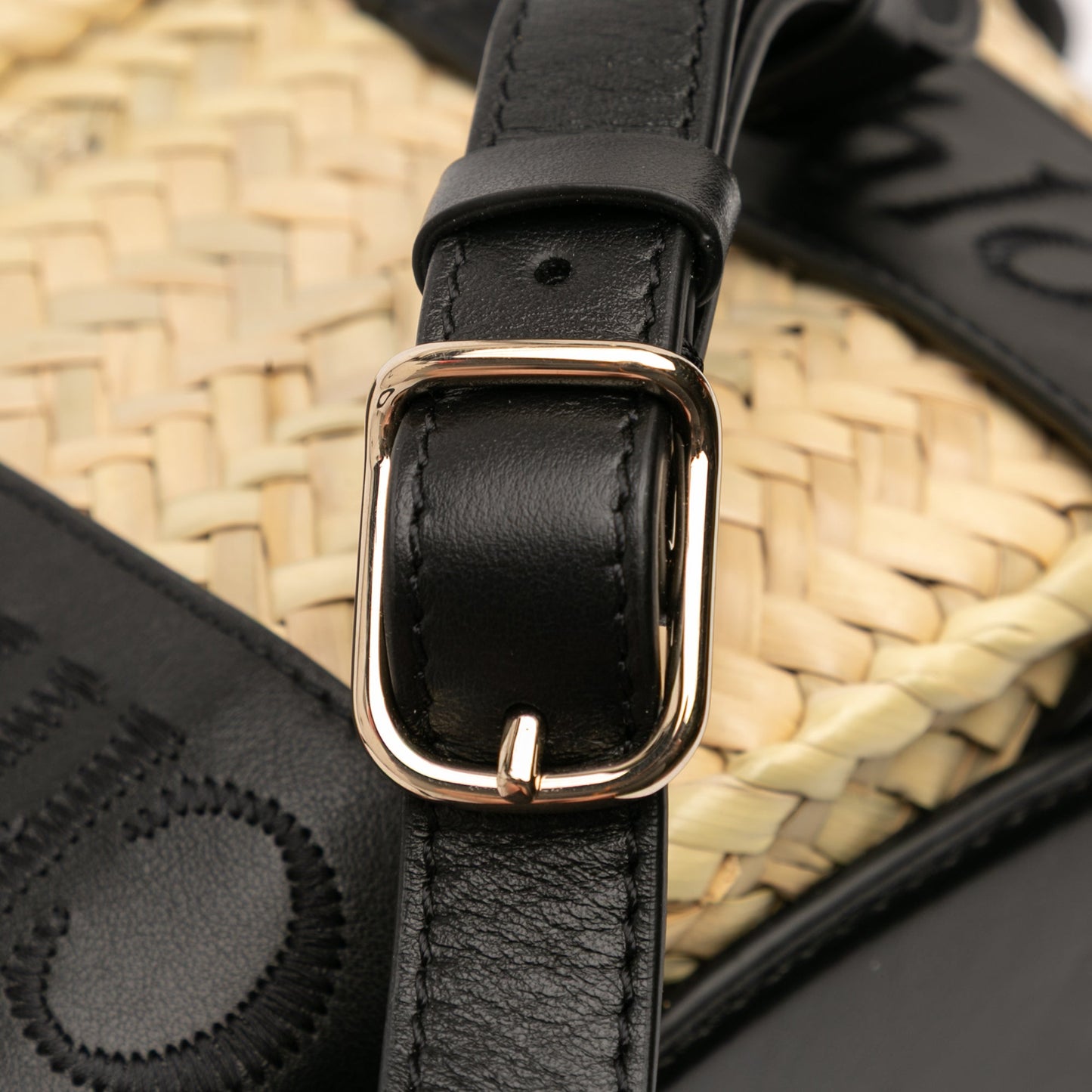 Chloé Small Raffia and Smooth Calfskin Sense Basket Tote
