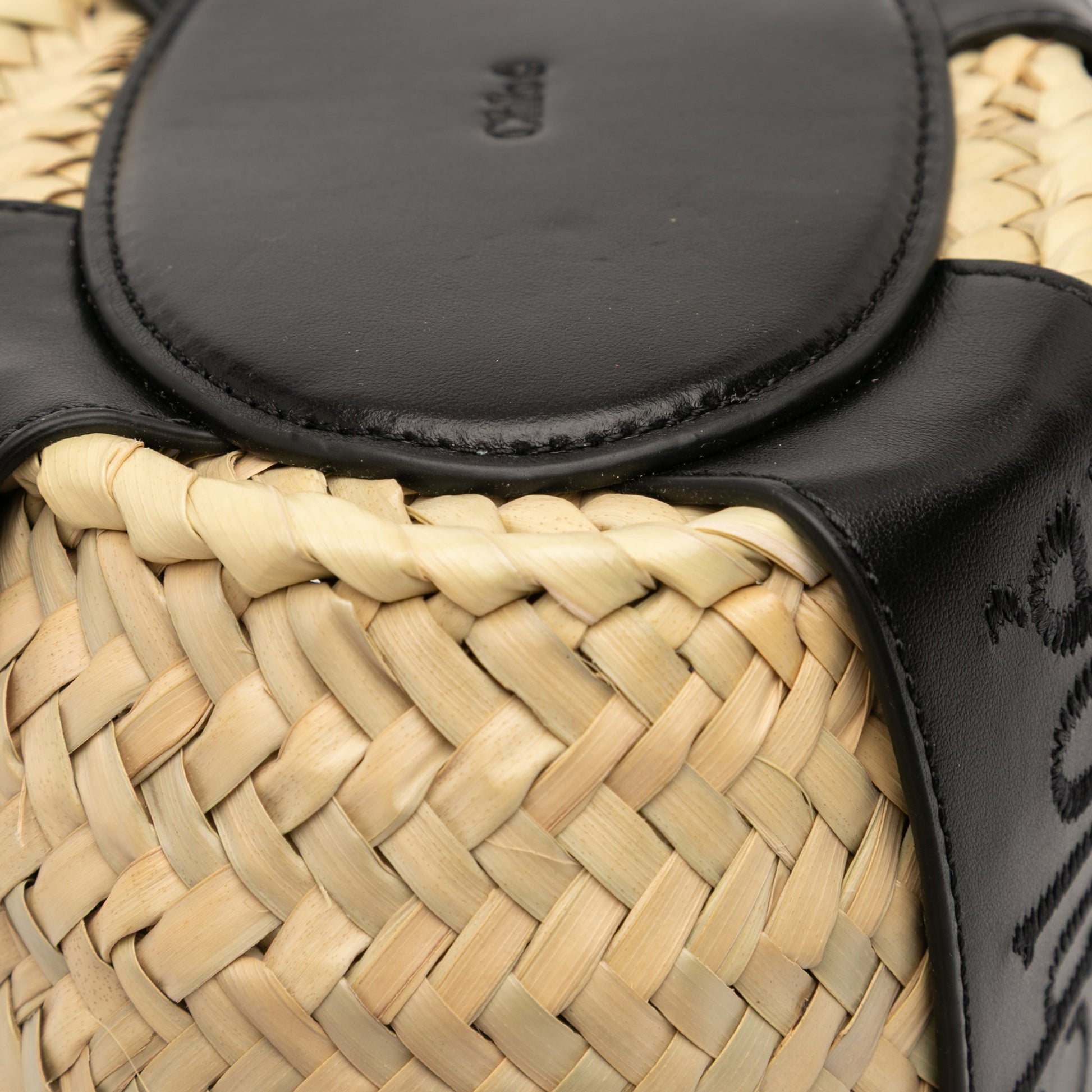 Chloé Small Raffia and Smooth Calfskin Sense Basket Tote