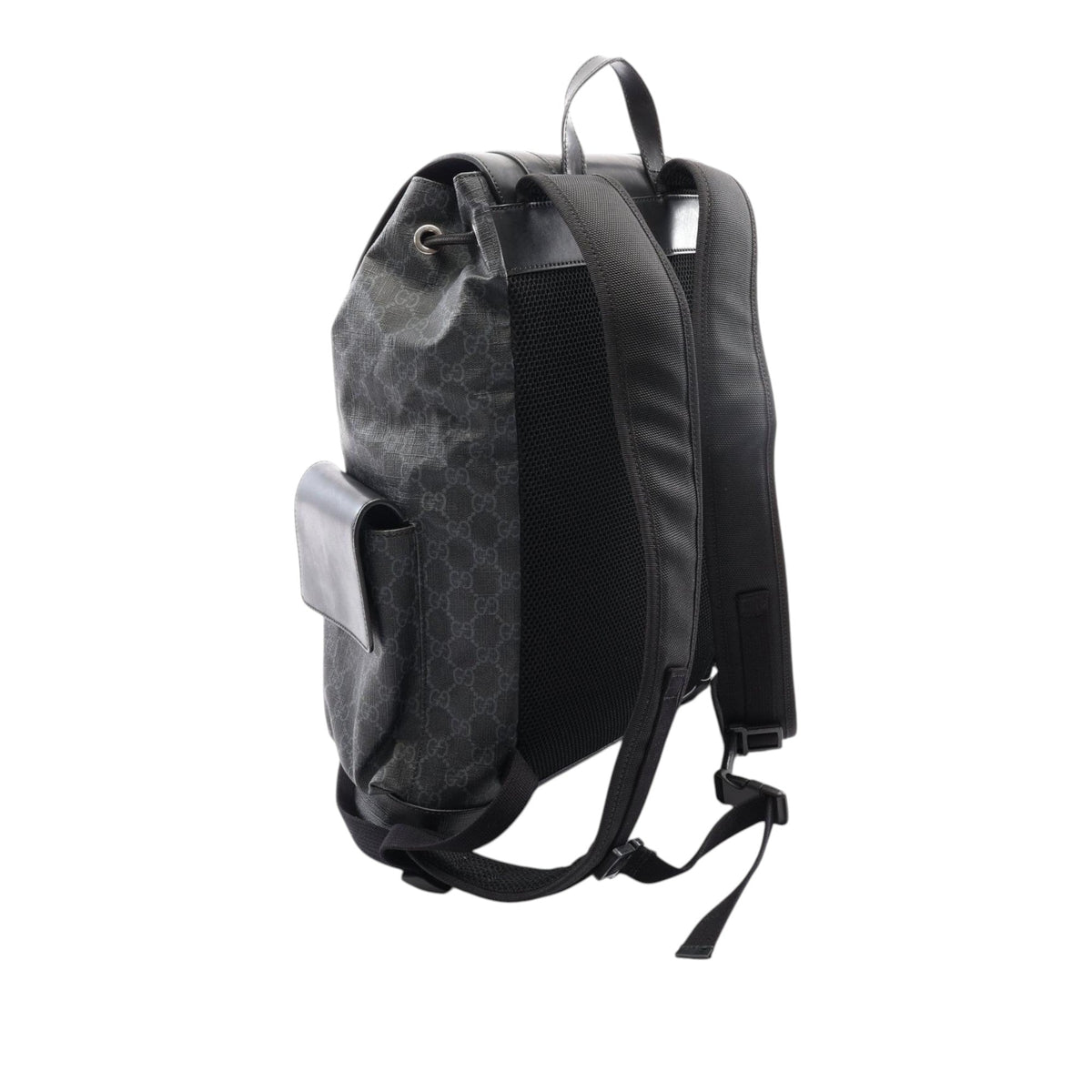 Gucci GG Supreme Web Double Buckles Backpack — Black
