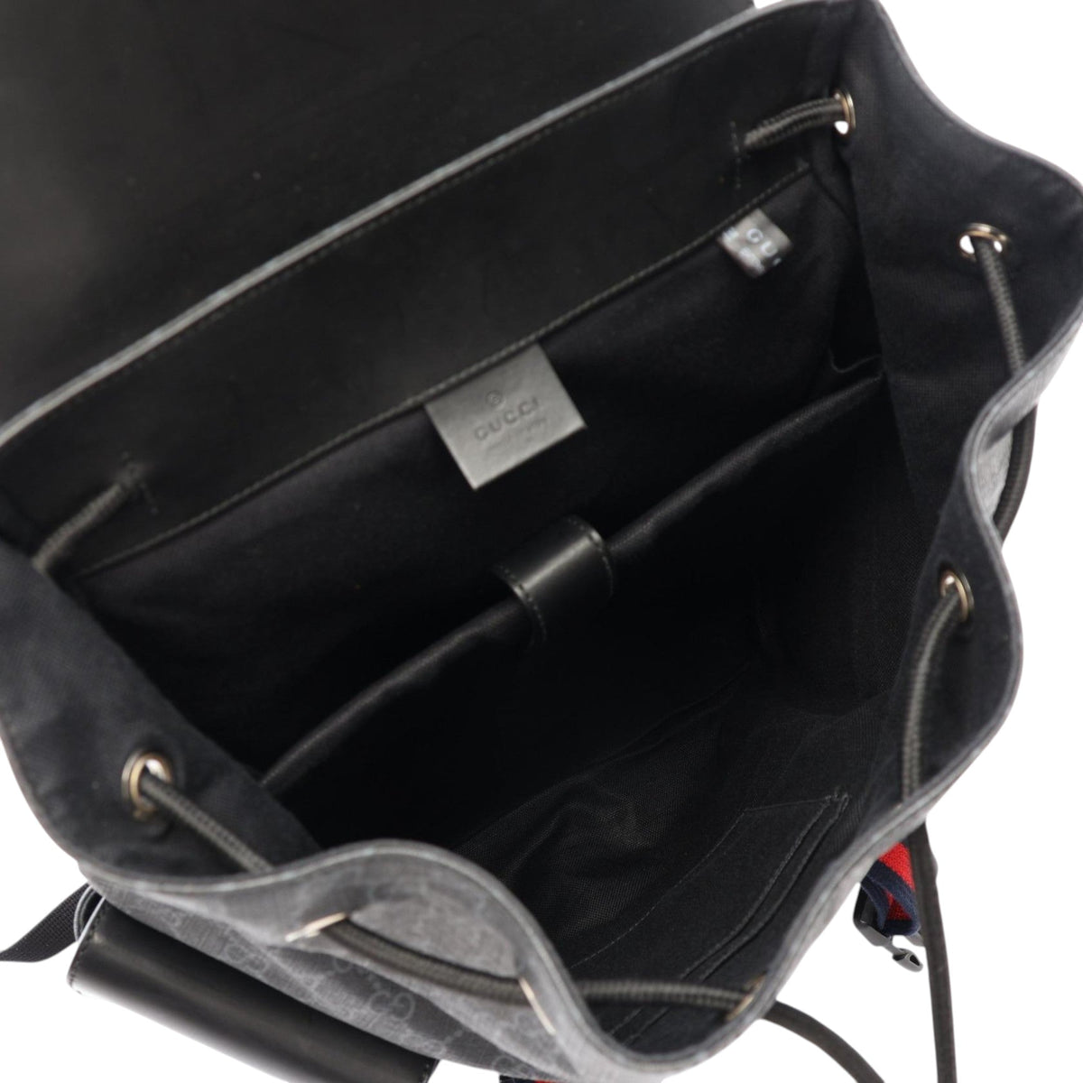 Gucci GG Supreme Web Double Buckles Backpack — Black