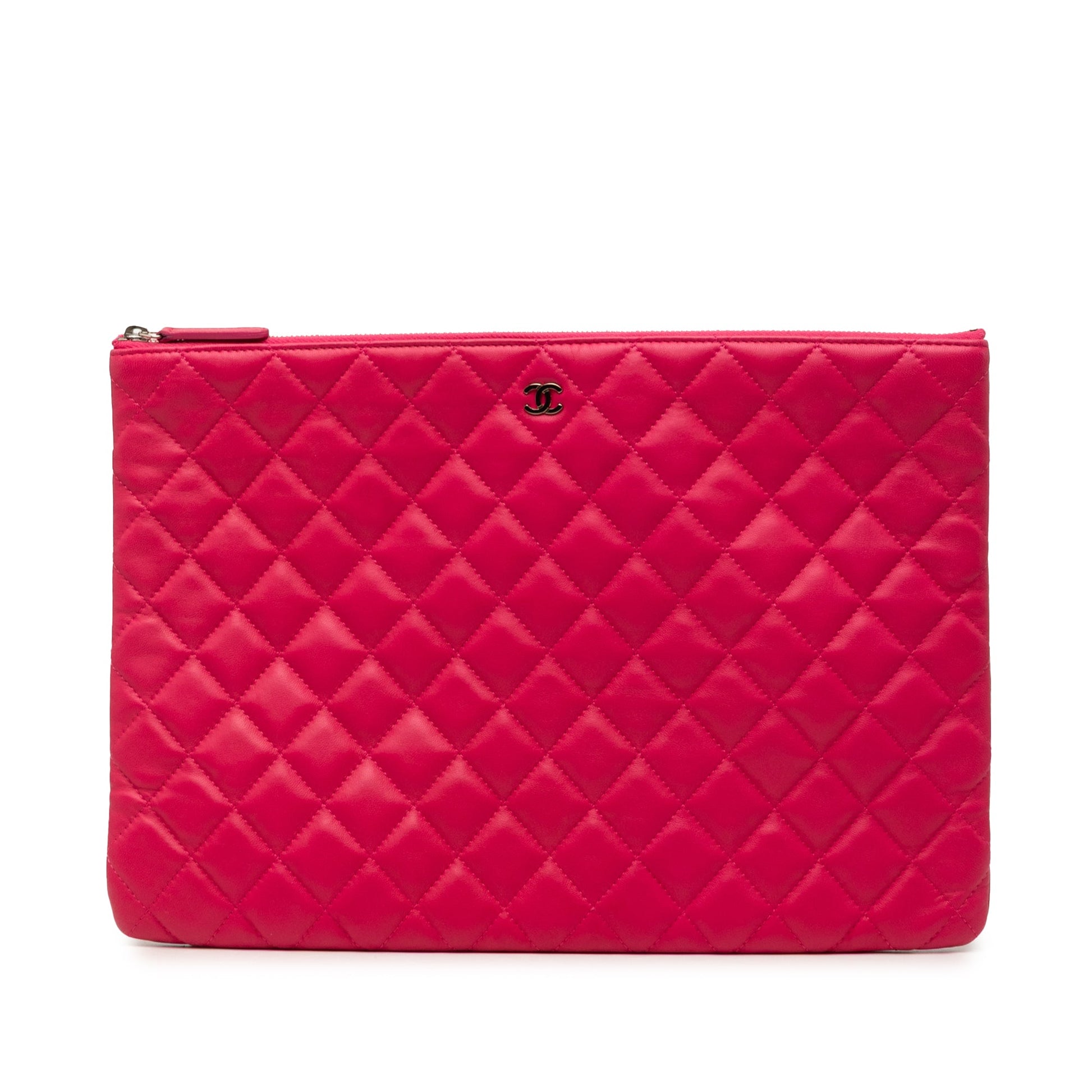 Chanel Large Quilted Lambskin O Case Clutch