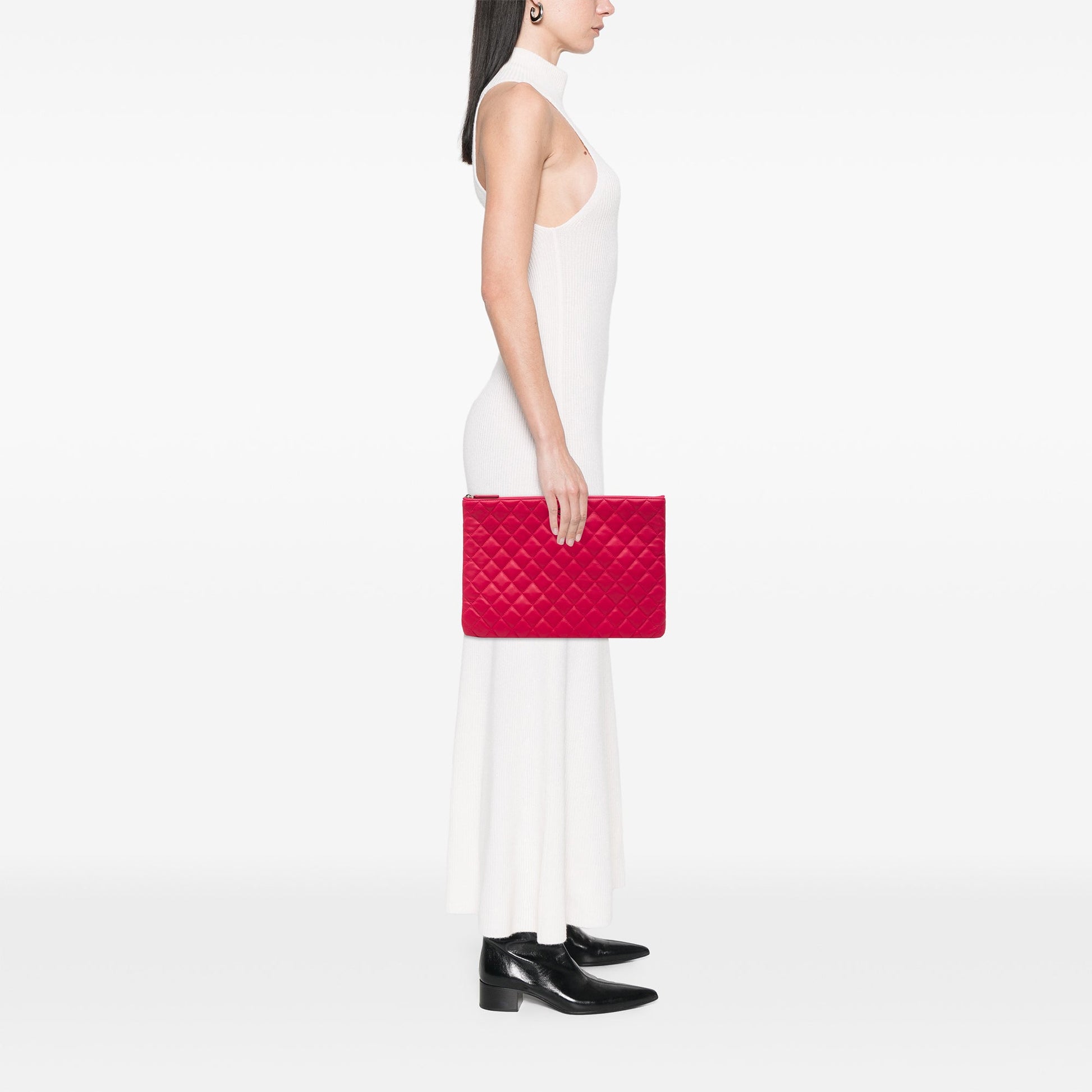 Chanel Large Quilted Lambskin O Case Clutch