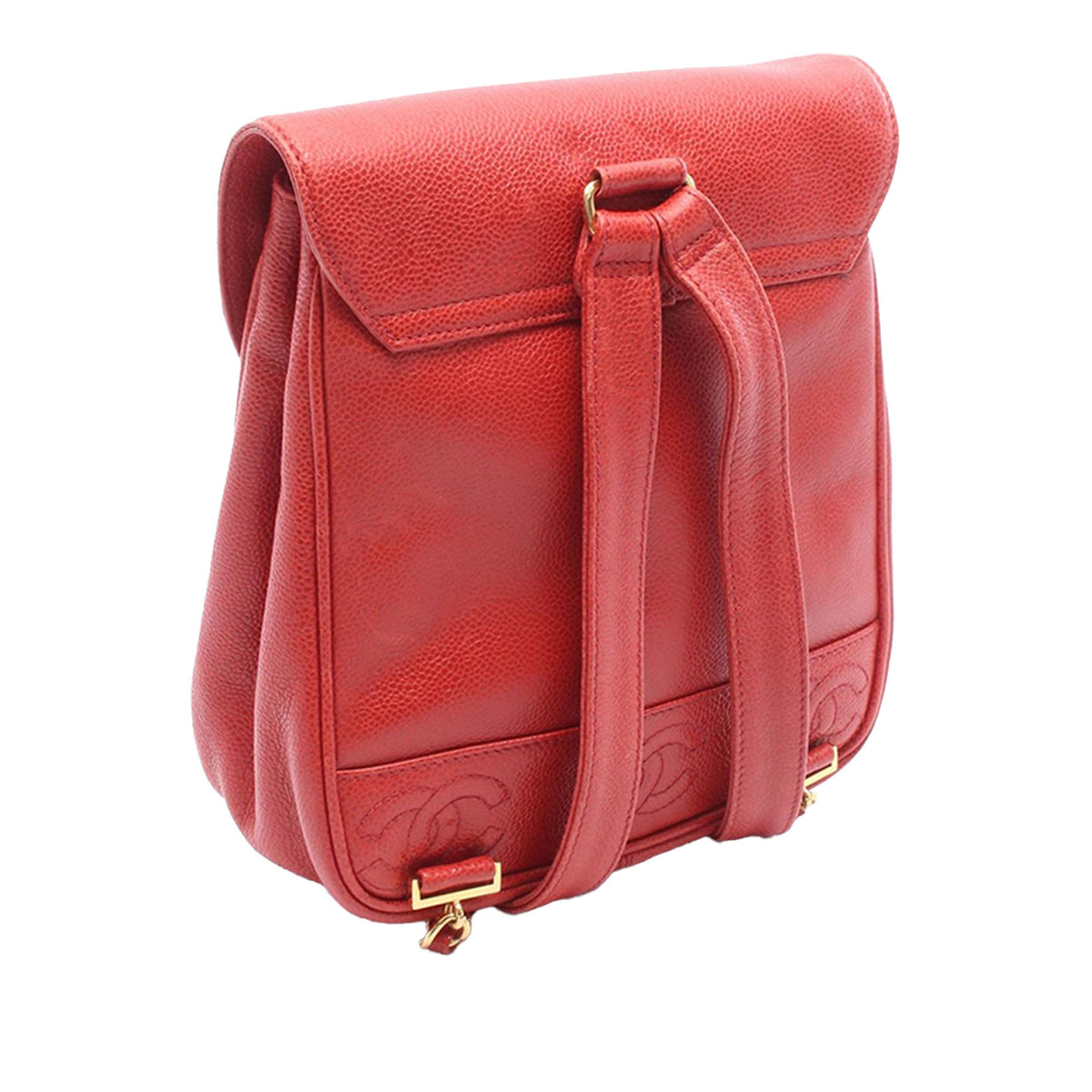 Chanel Caviar Triple CC Backpack — Red