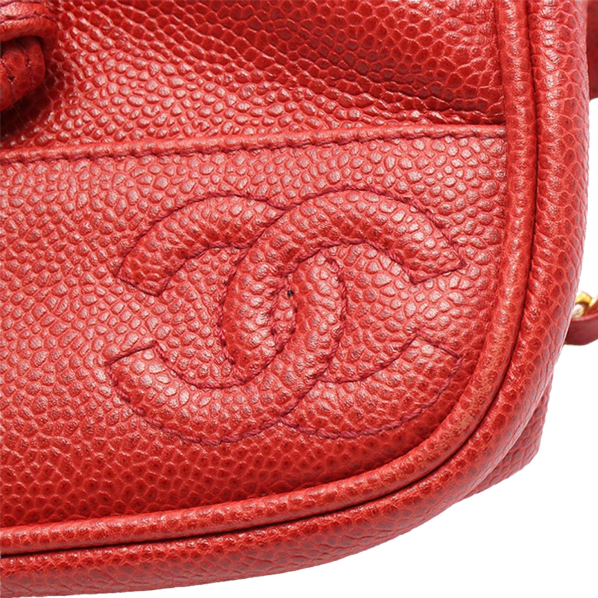Chanel Caviar Triple CC Backpack — Red