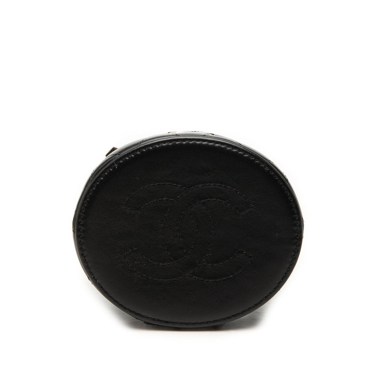 Chanel Mini Quilted Lambskin Ruched Handle Vanity Case — Black