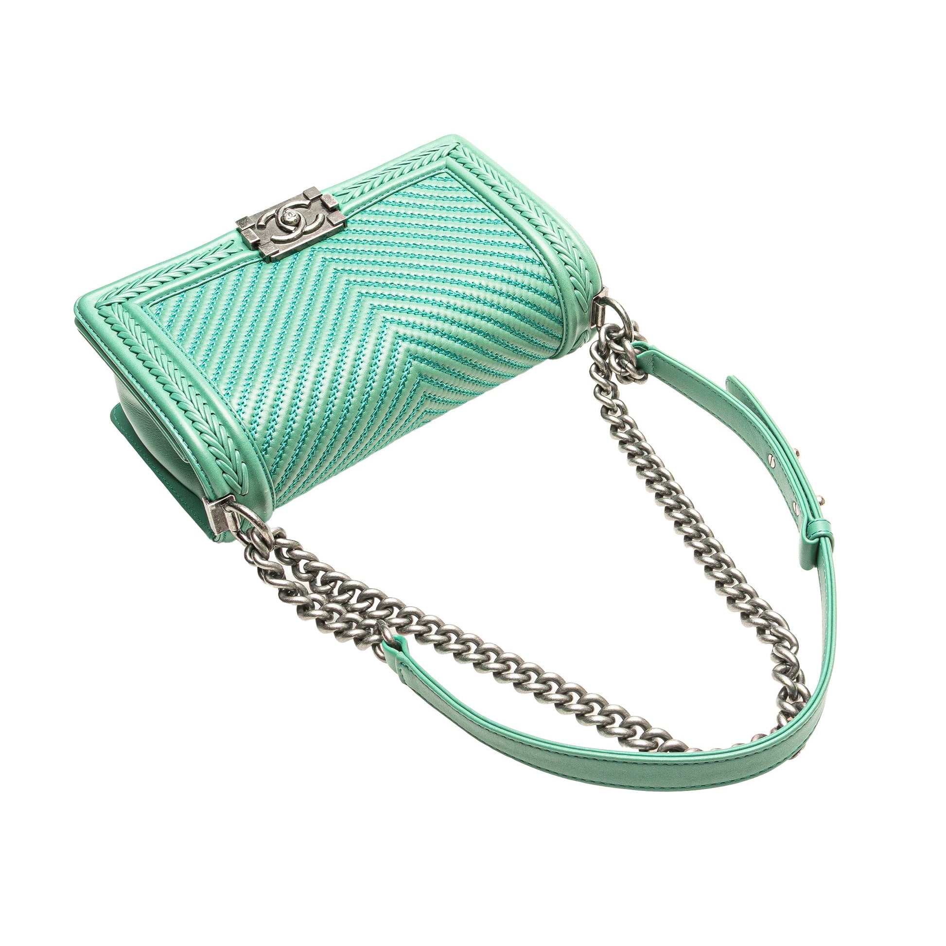 Chanel New Medium Braided Chevron Lambskin Boy Flap