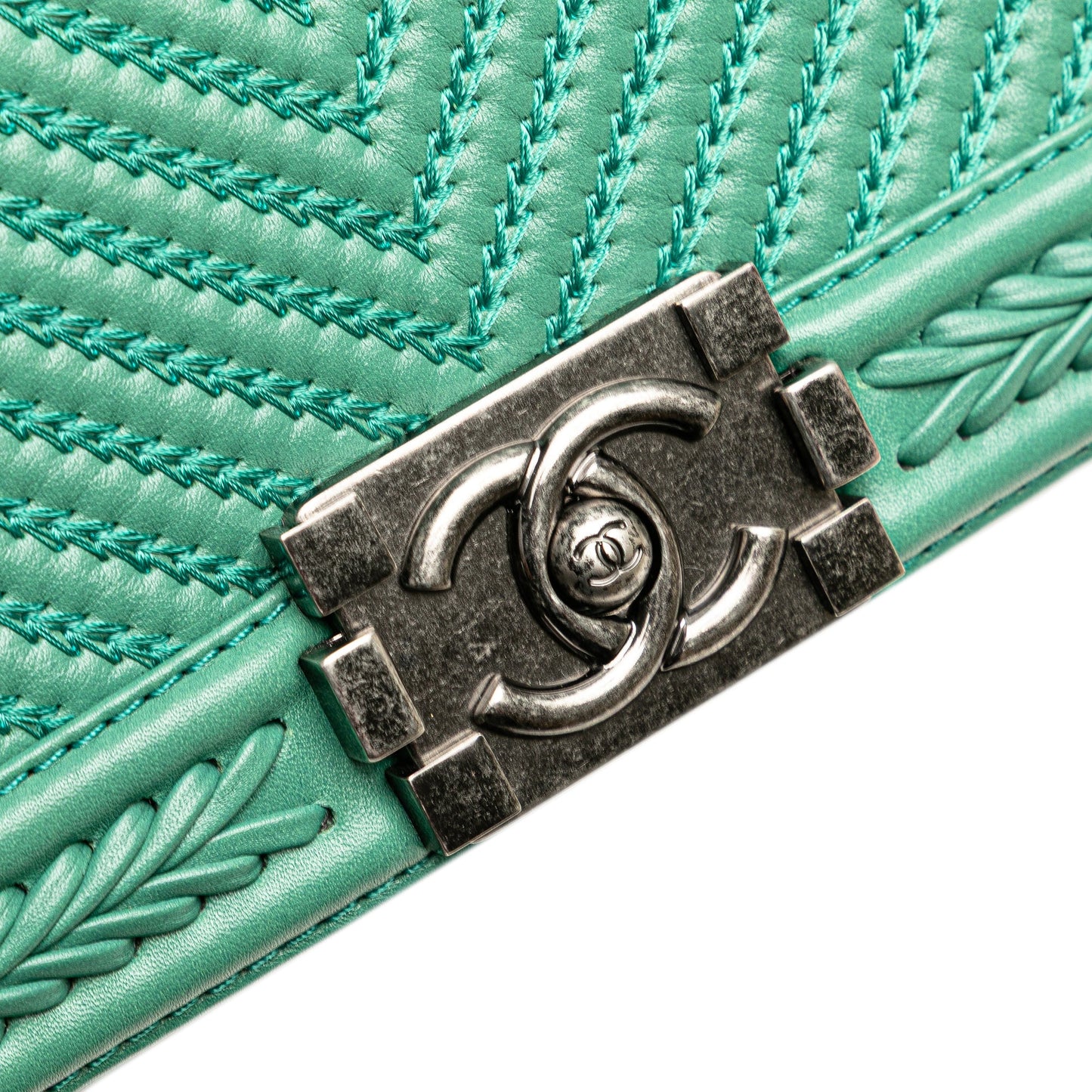 Chanel New Medium Braided Chevron Lambskin Boy Flap