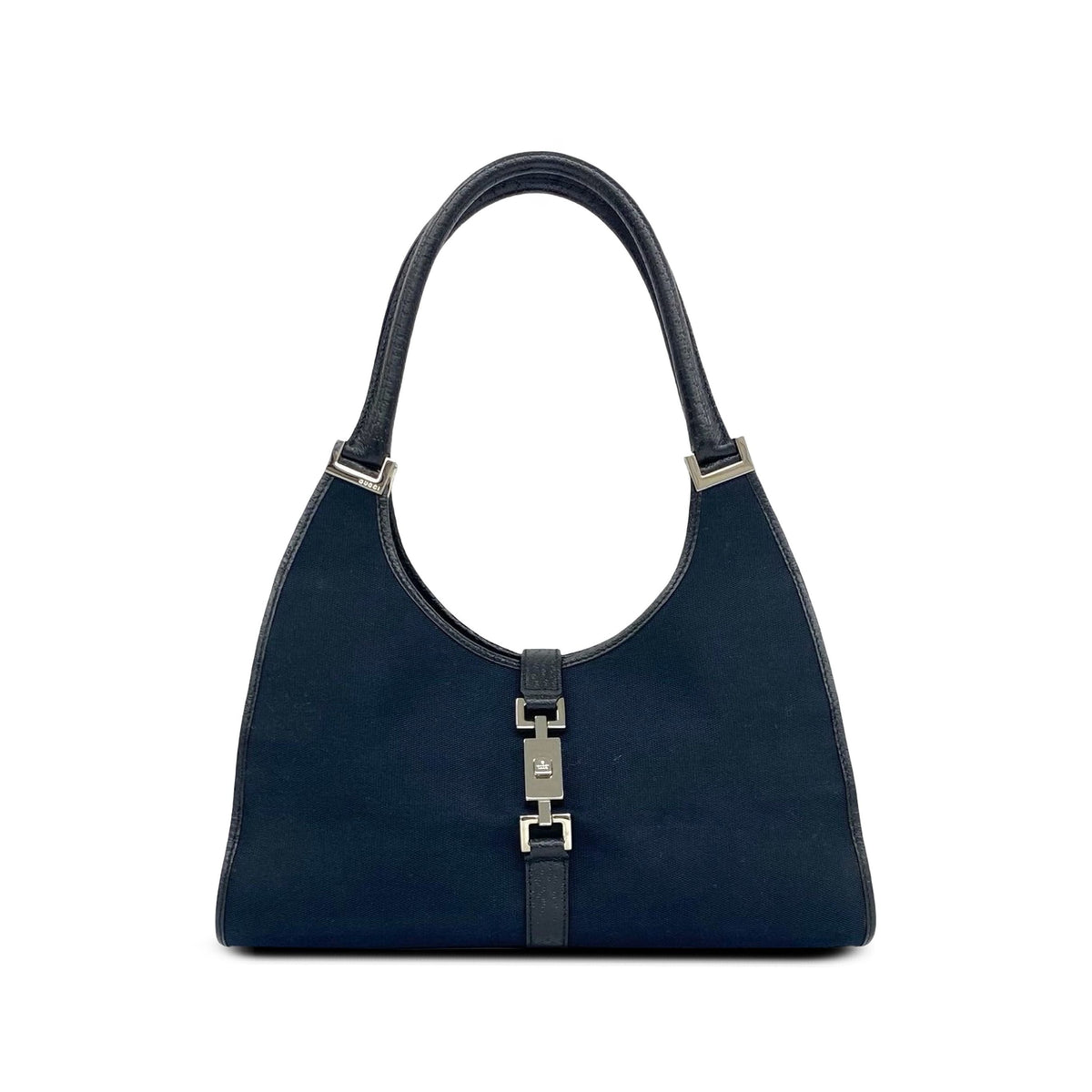Gucci Canvas Jackie Bardot Shoulder Bag — Black