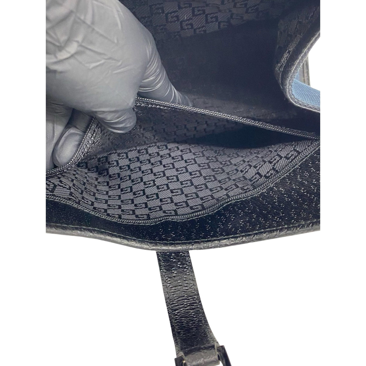 Gucci Canvas Jackie Bardot Shoulder Bag — Black