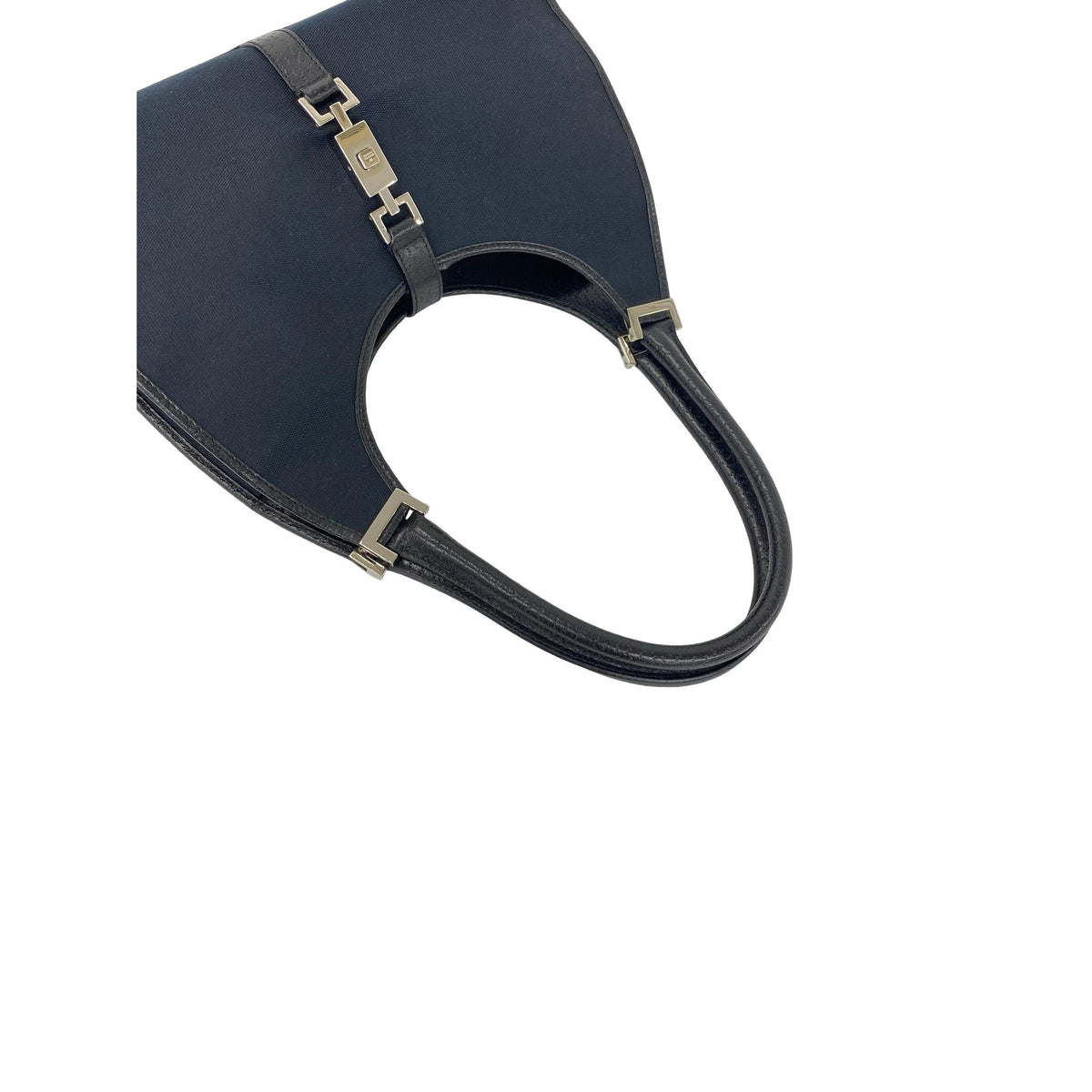 Gucci Canvas Jackie Bardot Shoulder Bag — Black