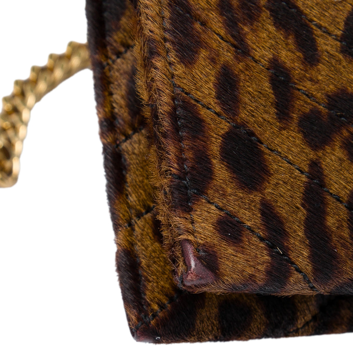Saint Laurent Chevron Calfskin and Leopard Printed Calf Hair Classic Monogram Envelope Crossbody — Black