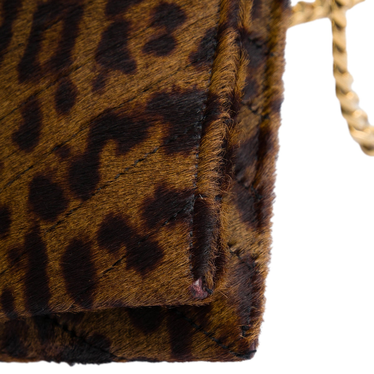 Saint Laurent Chevron Calfskin and Leopard Printed Calf Hair Classic Monogram Envelope Crossbody — Black