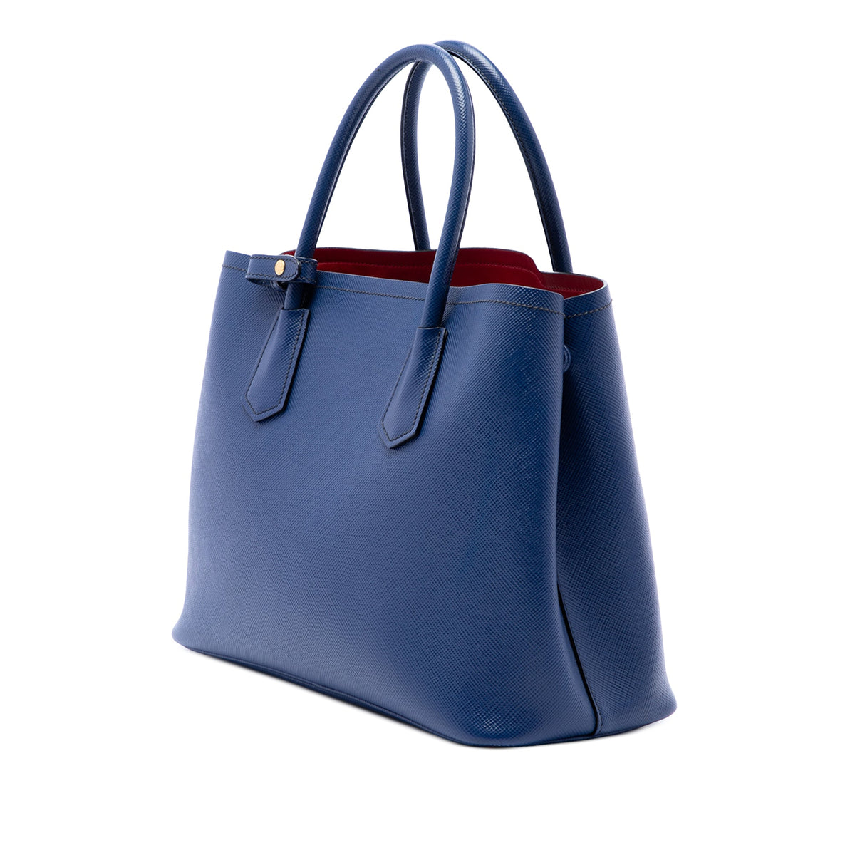 Prada Medium Saffiano Cuir Double Handle Satchel — Blue