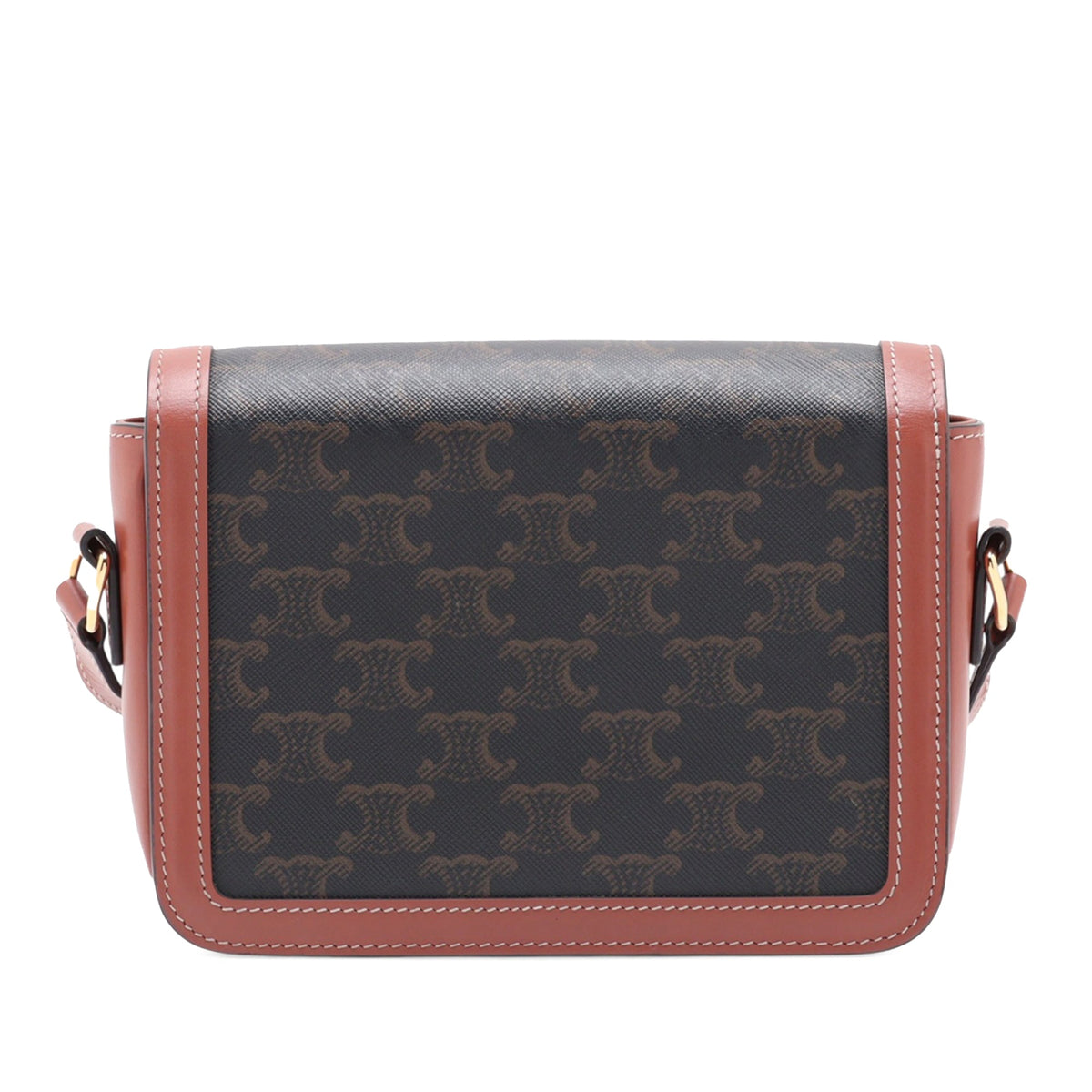 Celine Classique Triomphe Coated Canvas and Calfskin Triomphe Crossbody — Brown