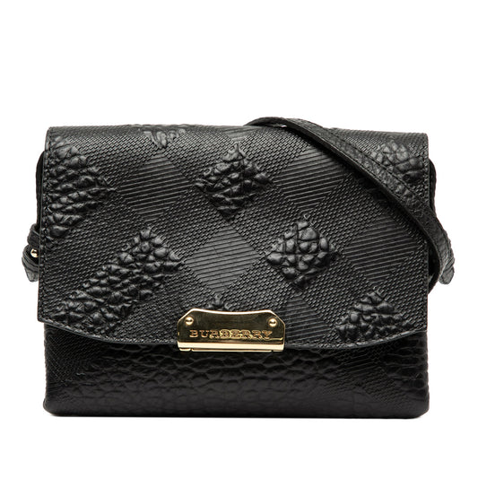Burberry Embossed Grain Check Leather Langley Crossbody