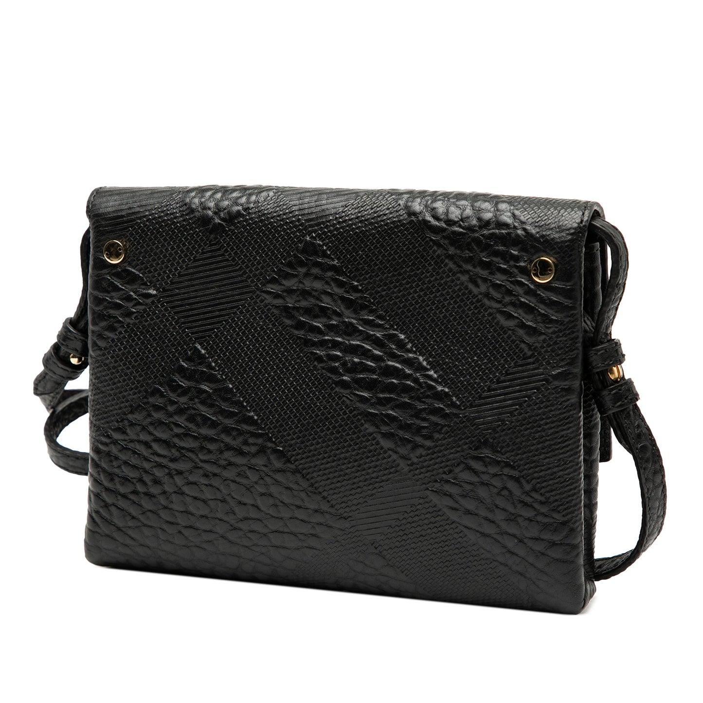 Burberry Embossed Grain Check Leather Langley Crossbody