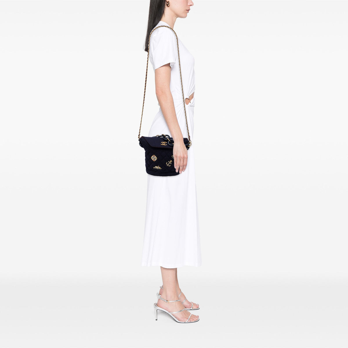Chanel Paris Hamburg Quilted Wool Charms Bucket Bag — Blue
