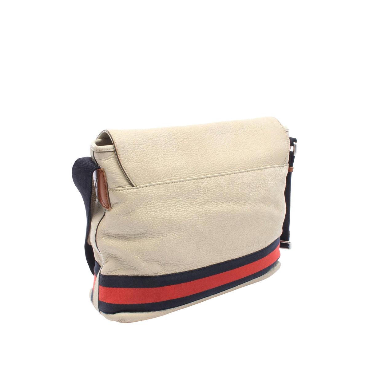 Gucci Leather Web Messenger Bag — White
