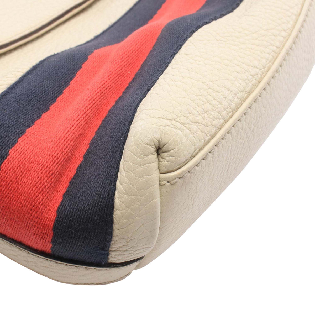 Gucci Leather Web Messenger Bag — White
