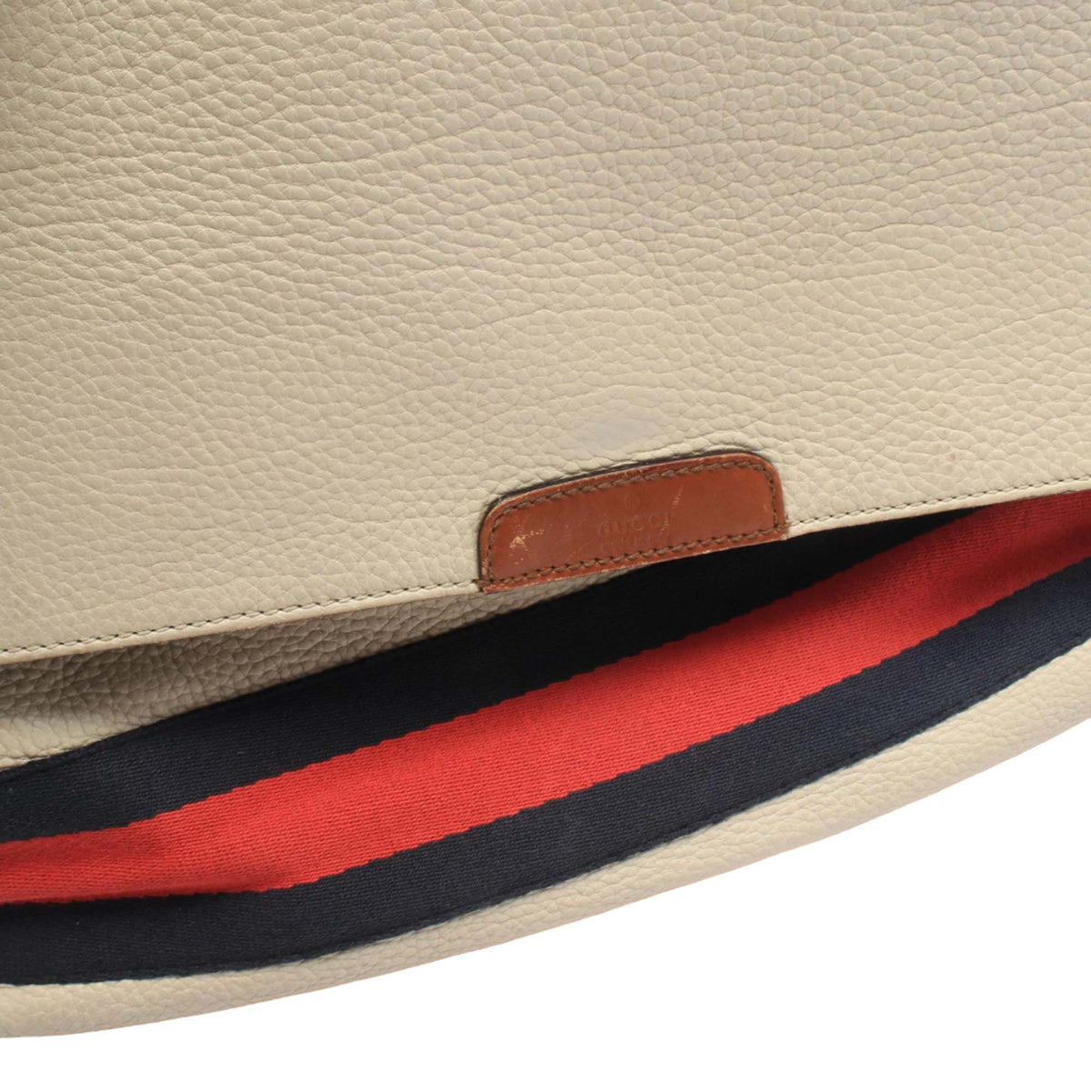 Gucci Leather Web Messenger Bag — White