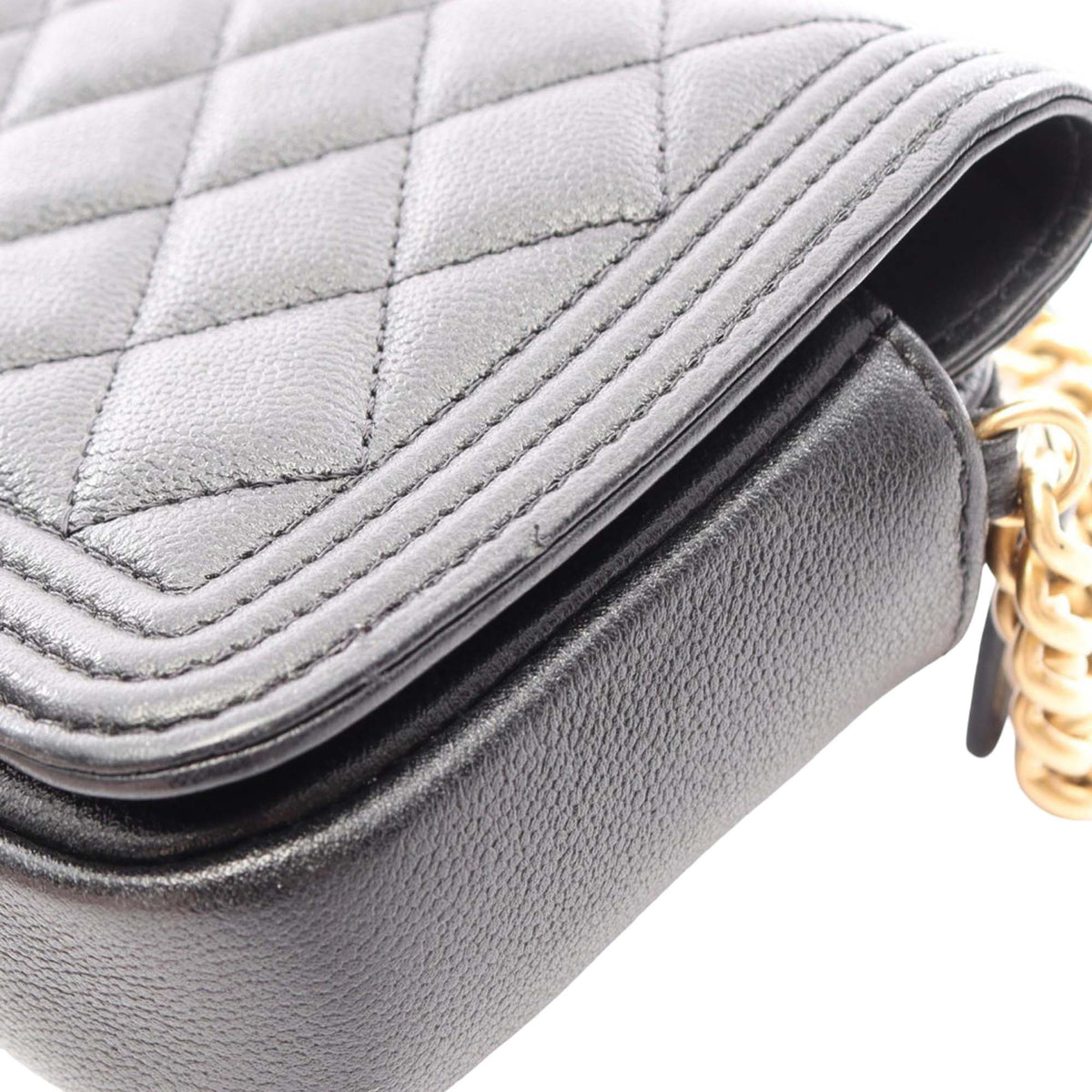 Chanel Quilted Caviar Boy Wallet on Chain