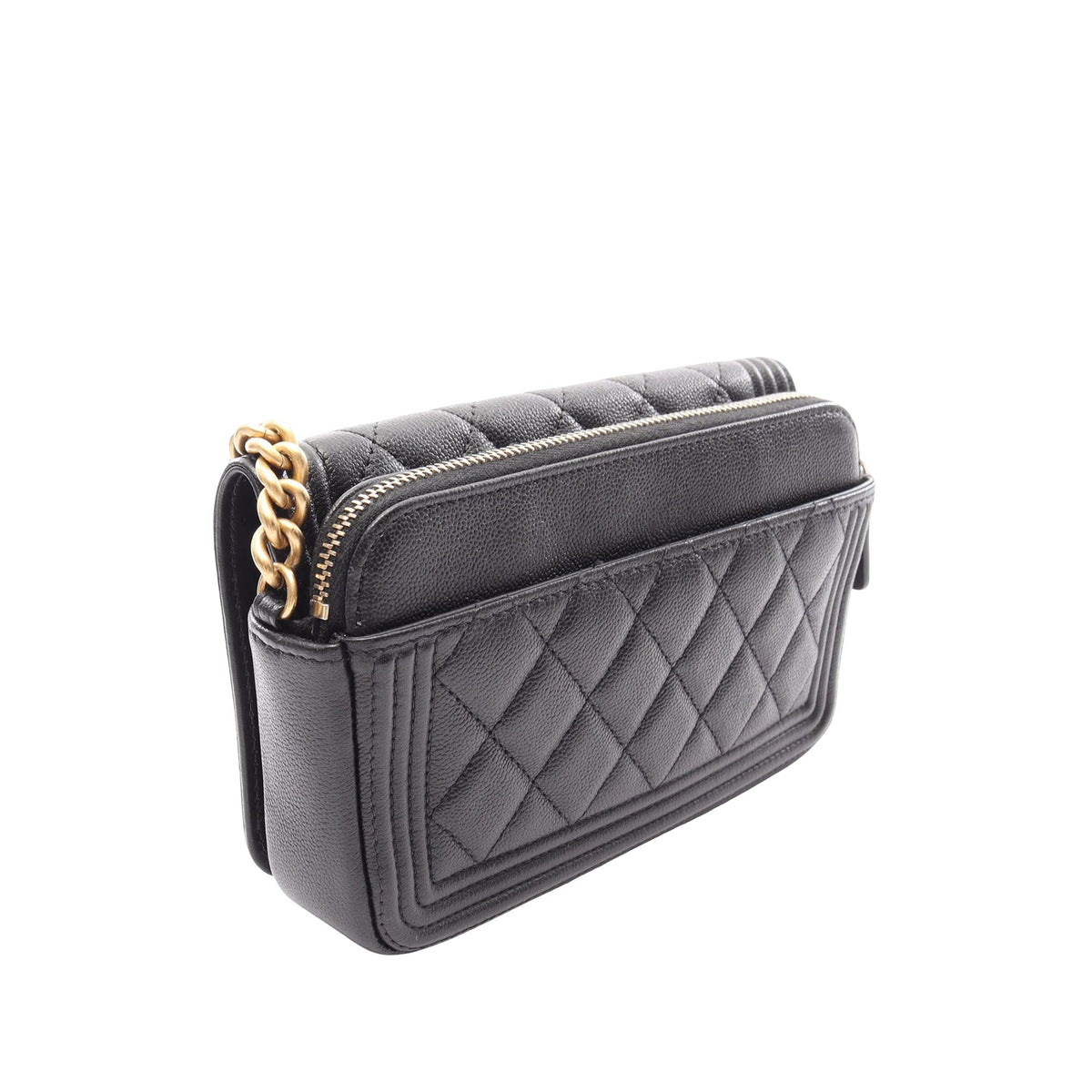 Chanel Quilted Caviar Boy Wallet on Chain