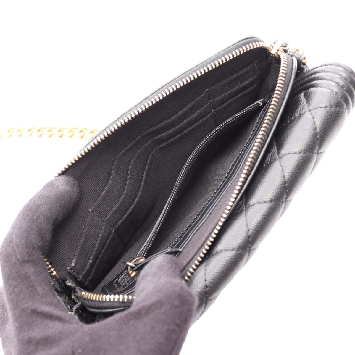 Chanel Quilted Caviar Boy Wallet on Chain