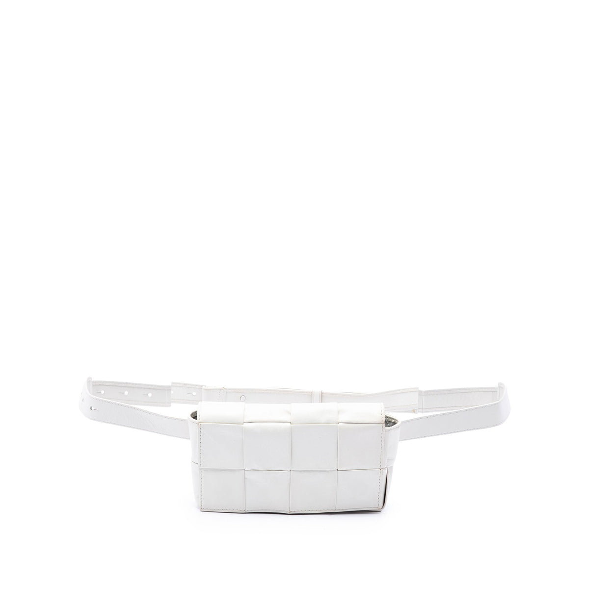Bottega Veneta Paper Calfskin Intrecciato Cassette Belt Bag — White