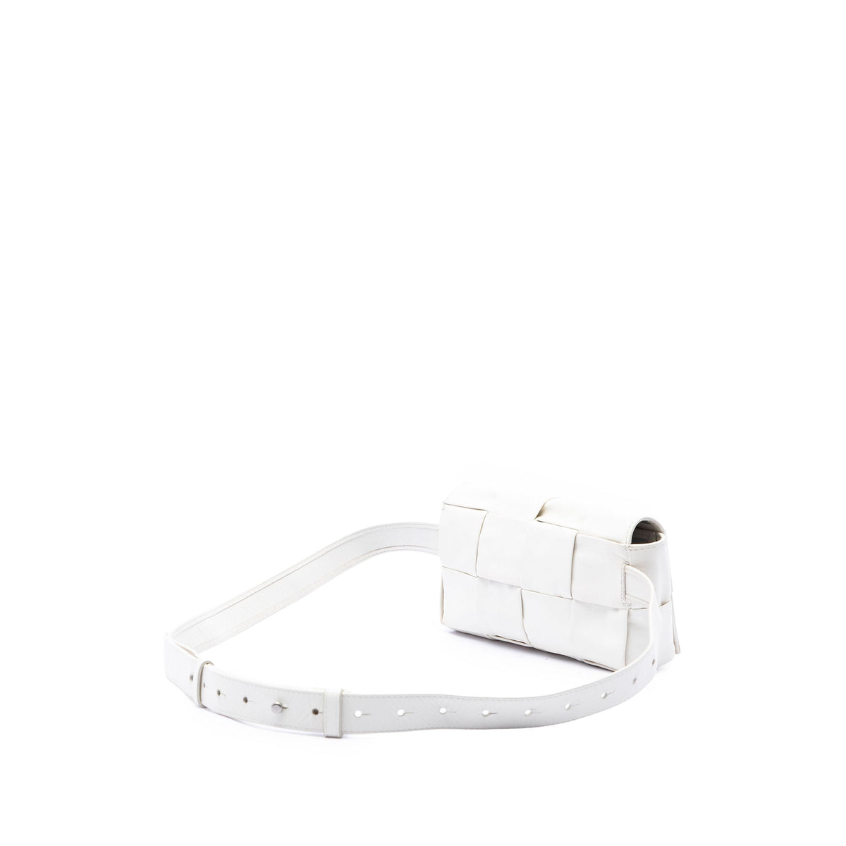 Bottega Veneta Paper Calfskin Intrecciato Cassette Belt Bag — White