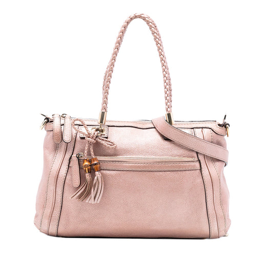 Gucci Metallic Pebbled Calfskin Bella Satchel