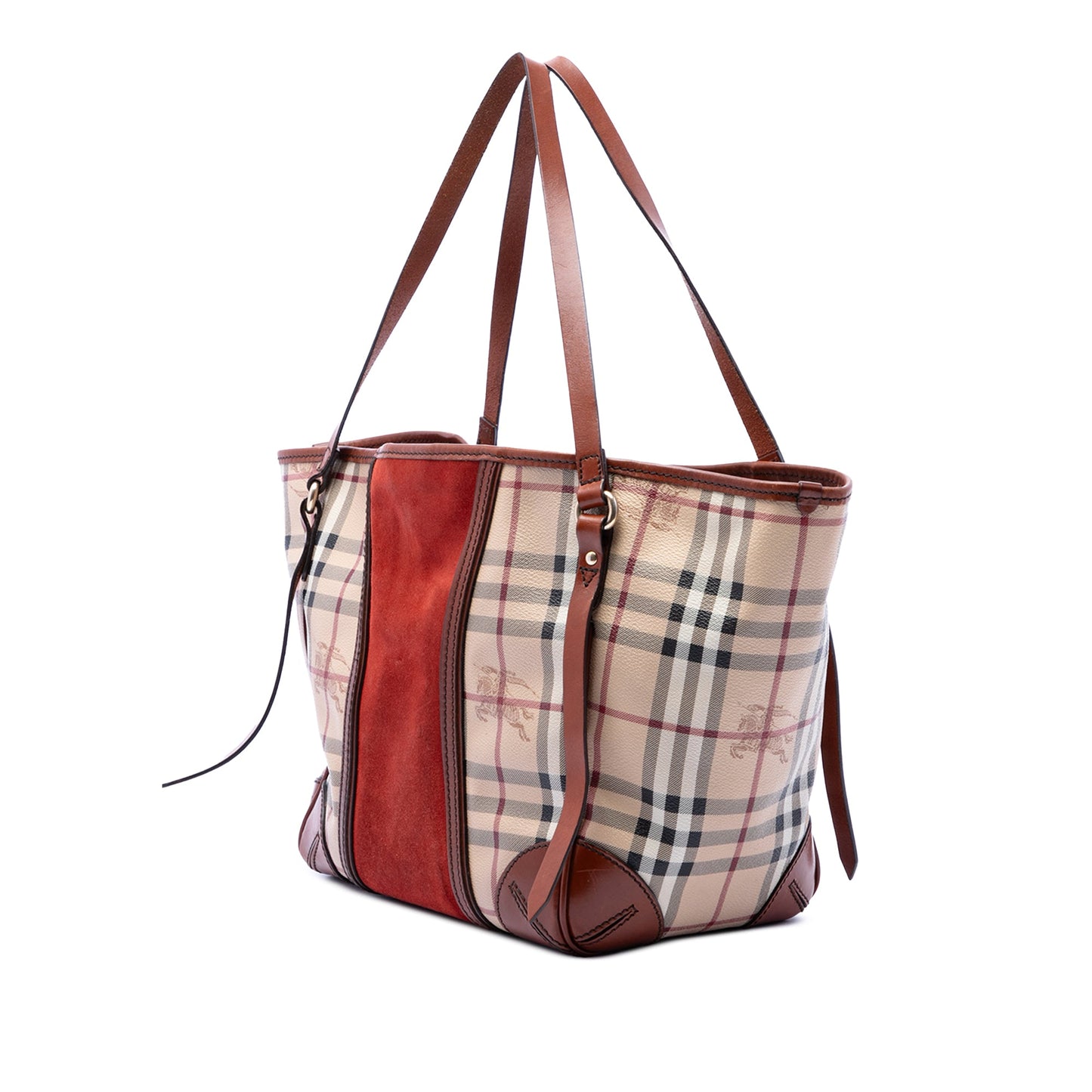 Burberry Small Suede Trimmed Haymarket Check Coated Canvas Canterbury Tote