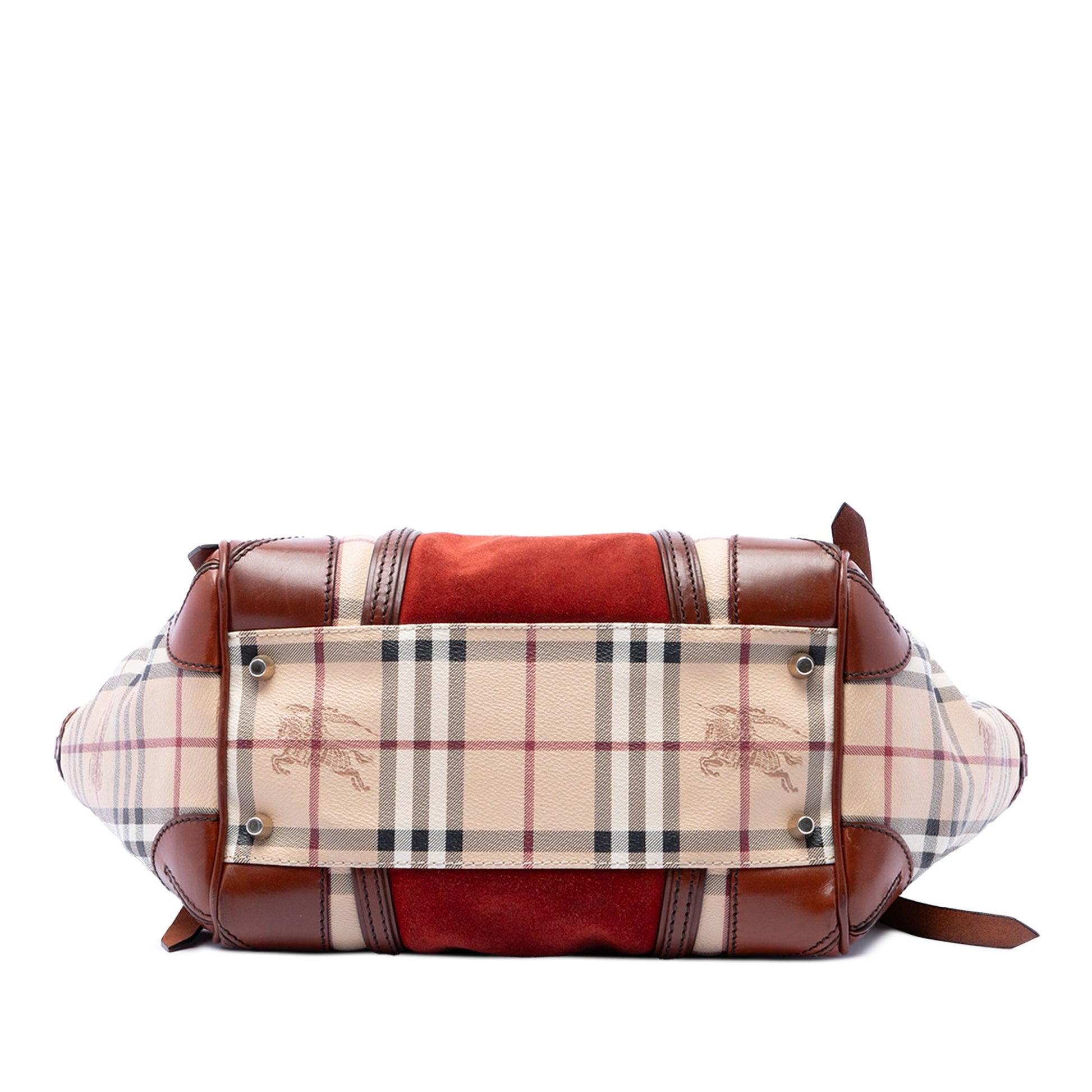 Burberry Small Suede Trimmed Haymarket Check Coated Canvas Canterbury Tote