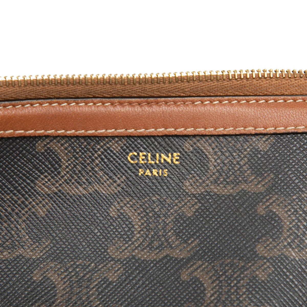 Celine Triomphe Coated Canvas Clutch On Chain