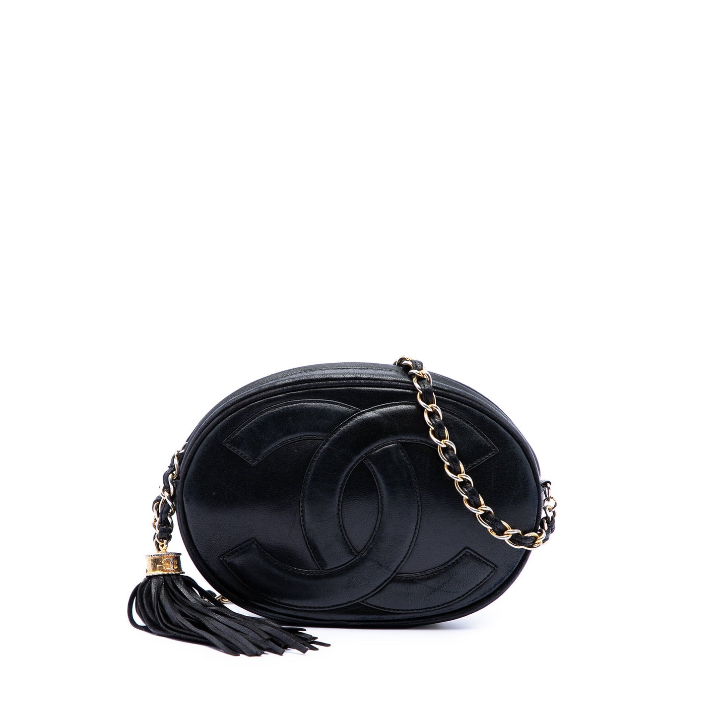 Chanel CC Lambskin Tassel Oval Camera Bag