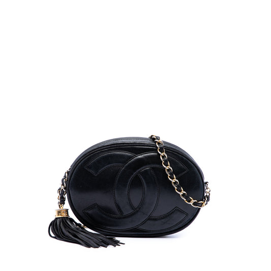 Chanel CC Lambskin Tassel Oval Camera Bag