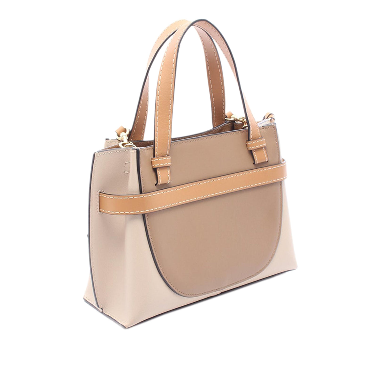 LOEWE Mini Leather Gate Top Handle Bag — Beige