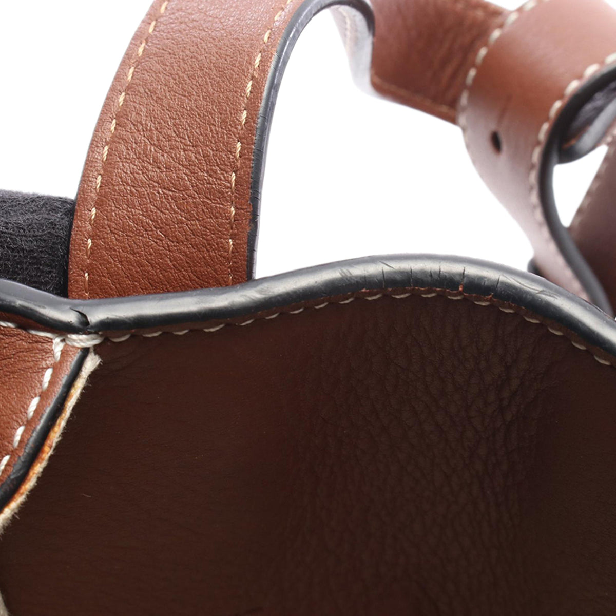 LOEWE Small Bicolor Leather Hammock Satchel — Brown