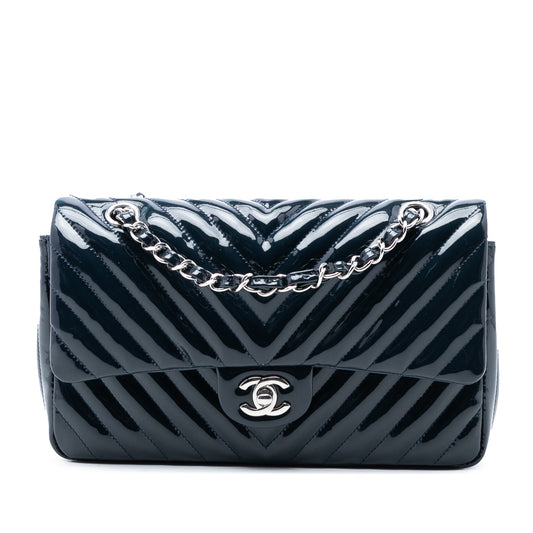 Chanel Medium Classic Chevron Patent Double Flap