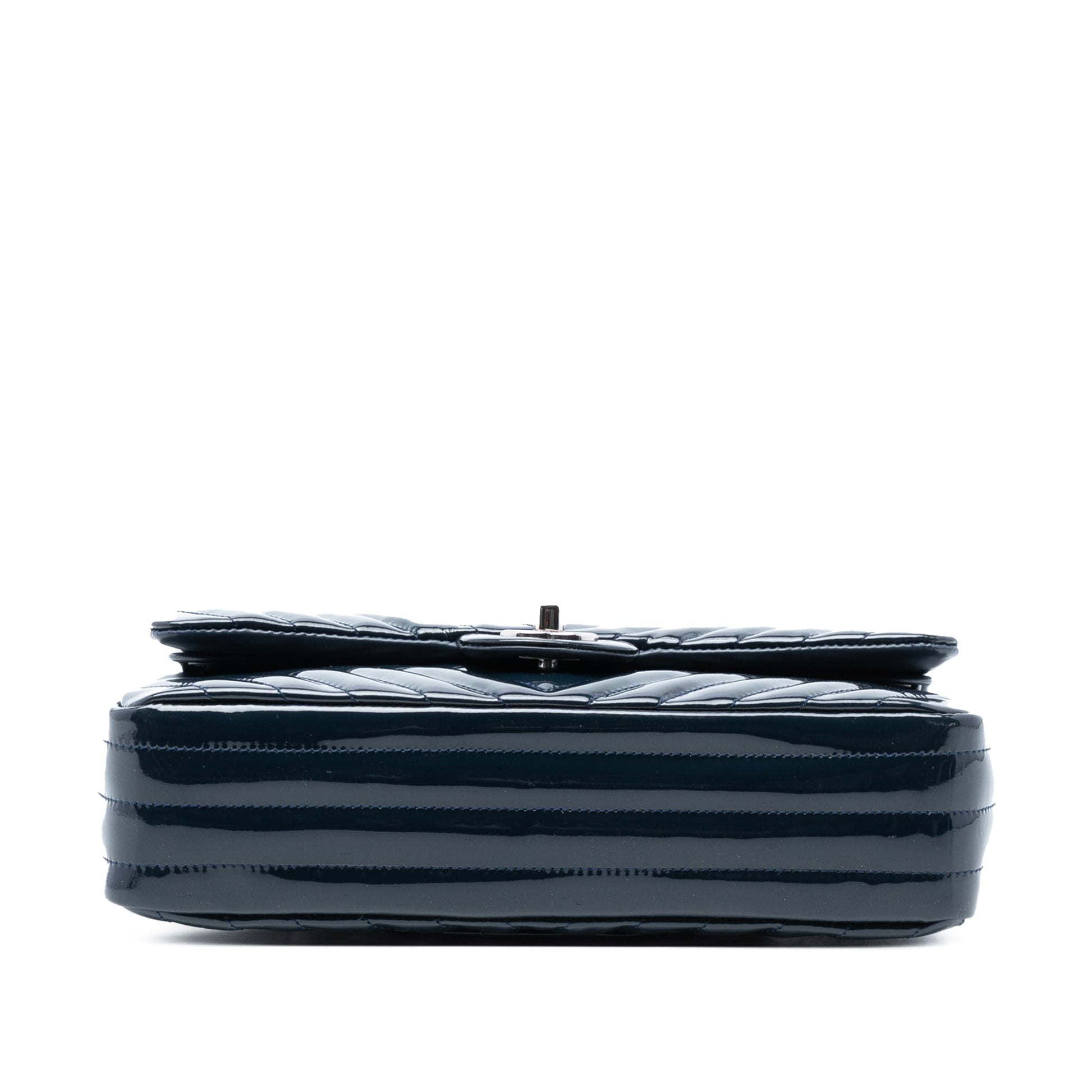 Chanel Medium Classic Chevron Patent Double Flap