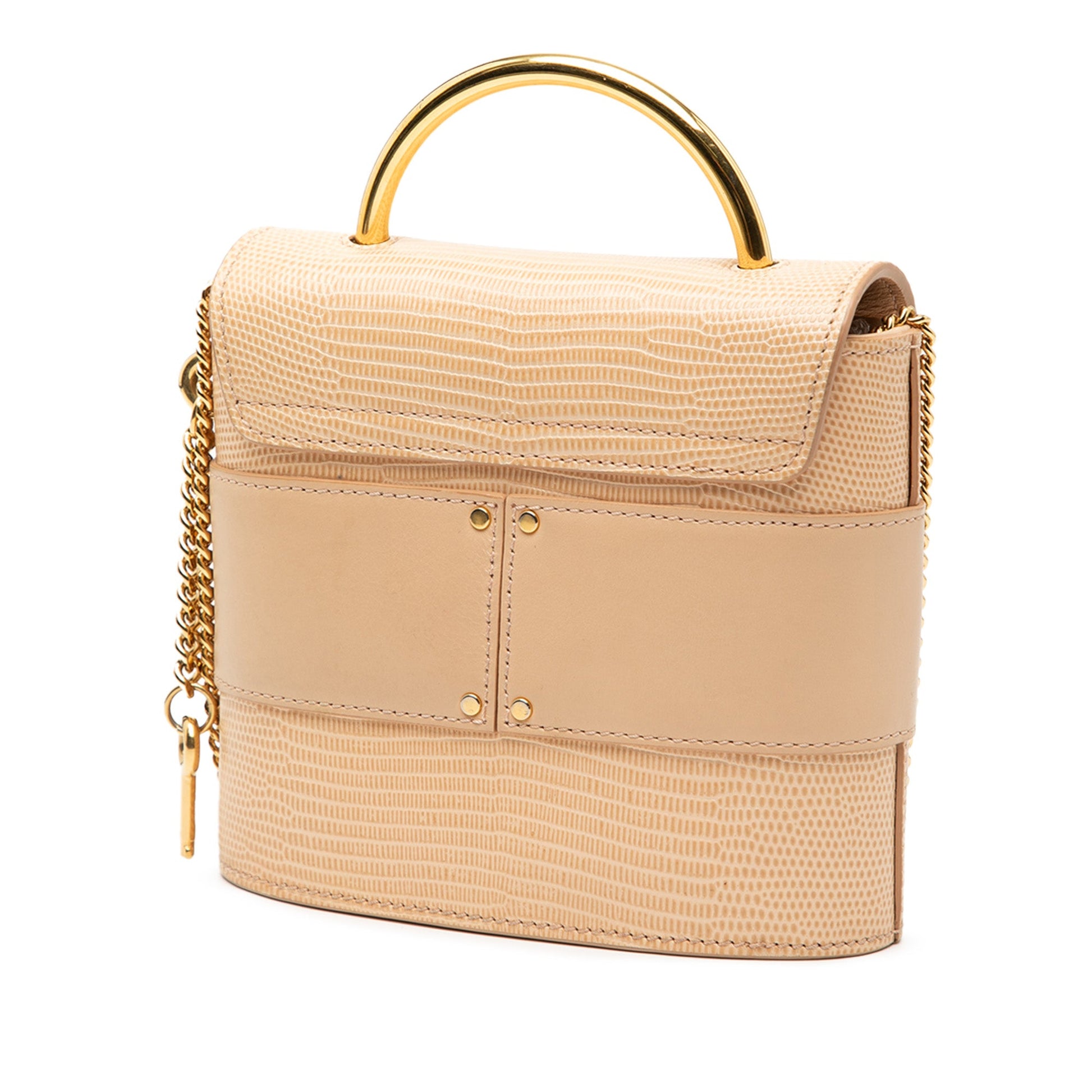 Chloé Lizard Embossed Leather Aby Lock Satchel