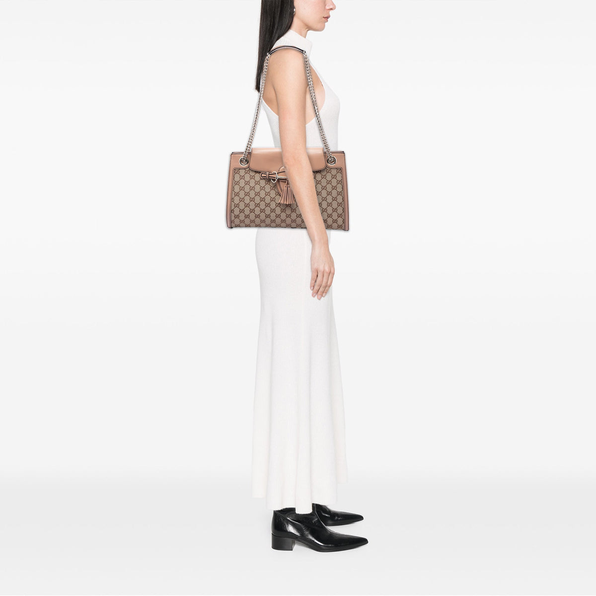Gucci Large GG Canvas Emily Shoulder Bag — Beige