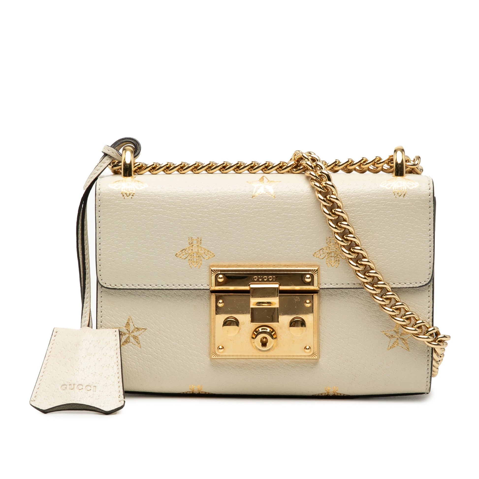 Gucci Small Leather Bee Star Padlock Crossbody