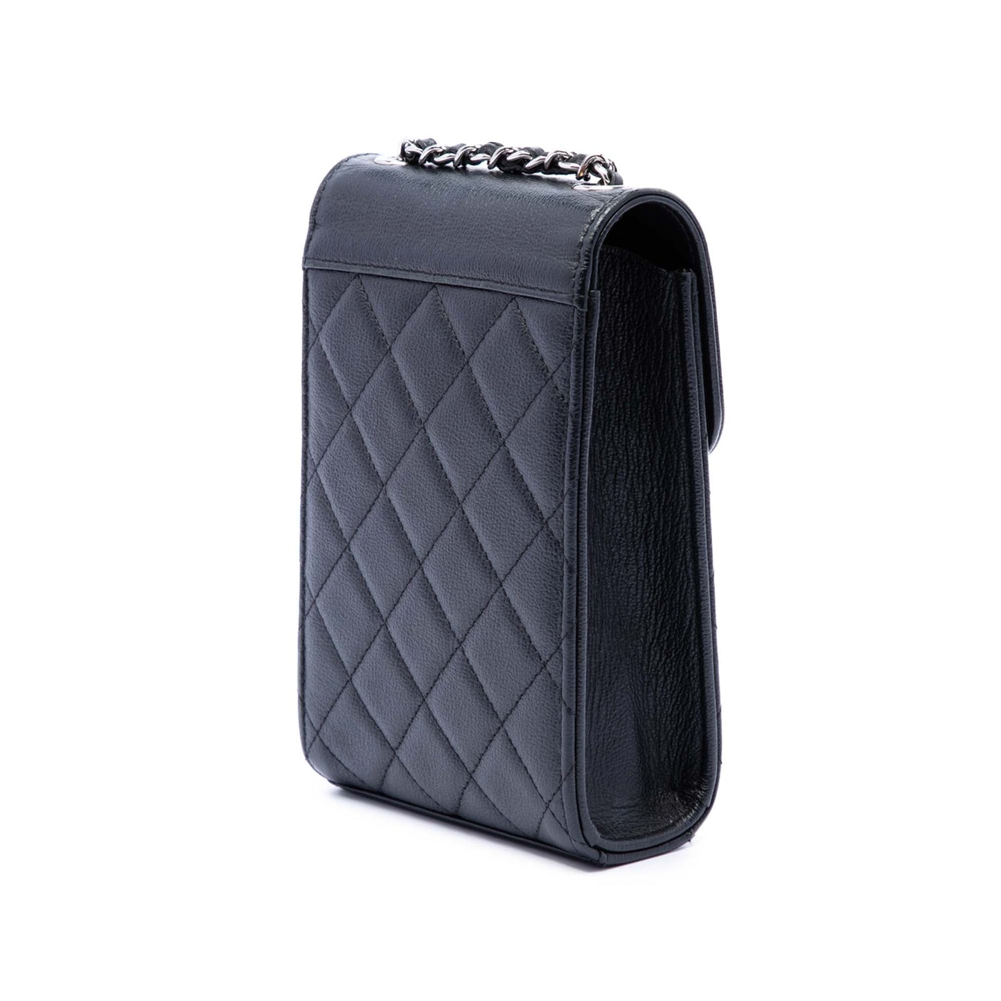 Chanel CC Quilted Caviar Phone Holder with Chain