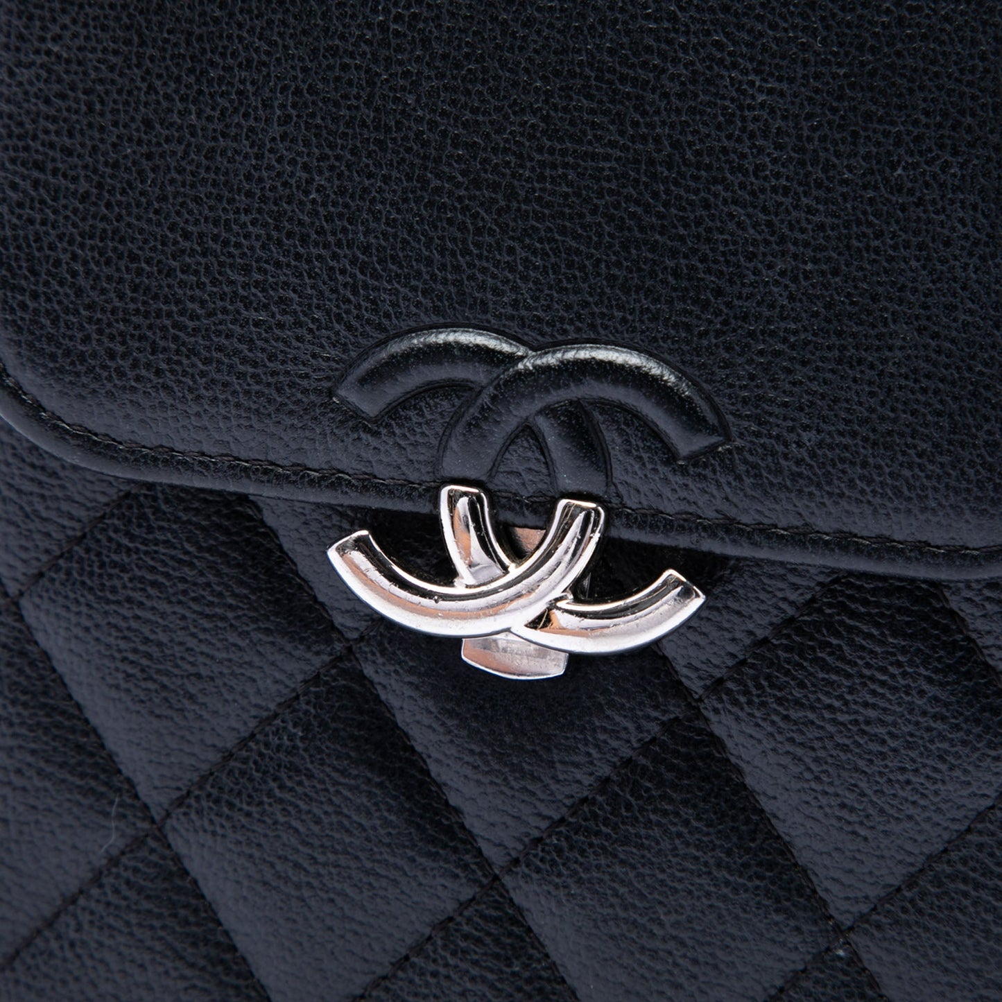Chanel CC Quilted Caviar Phone Holder with Chain