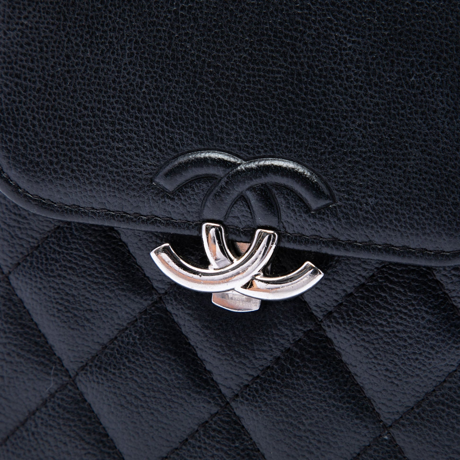 Chanel CC Quilted Caviar Phone Holder with Chain
