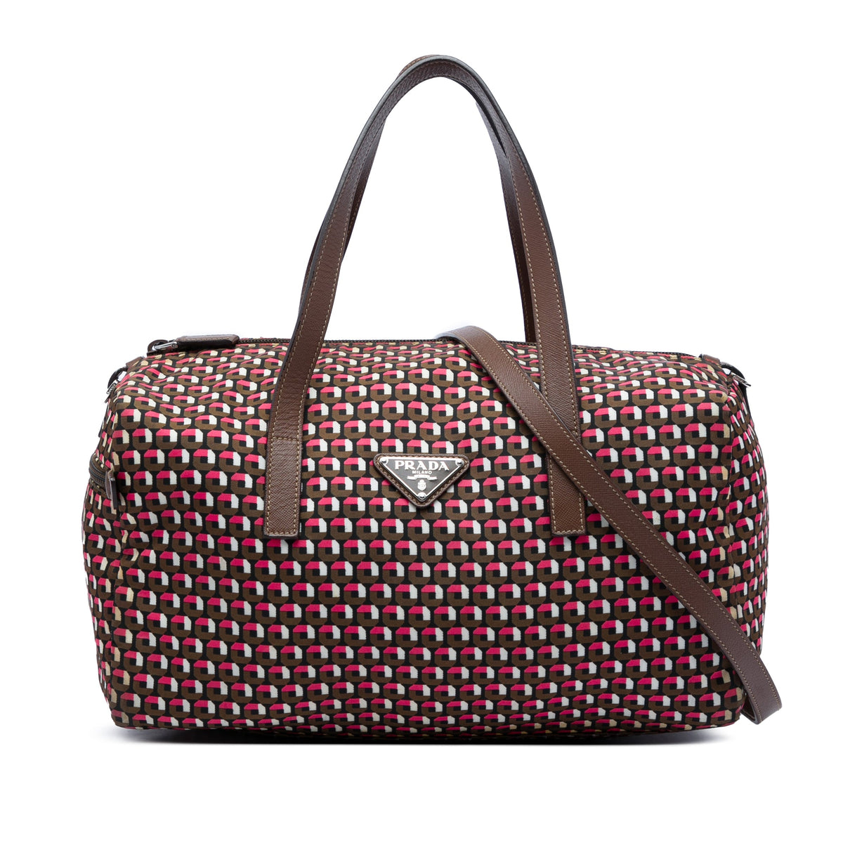 Prada Tessuto Stampato Satchel — Brown