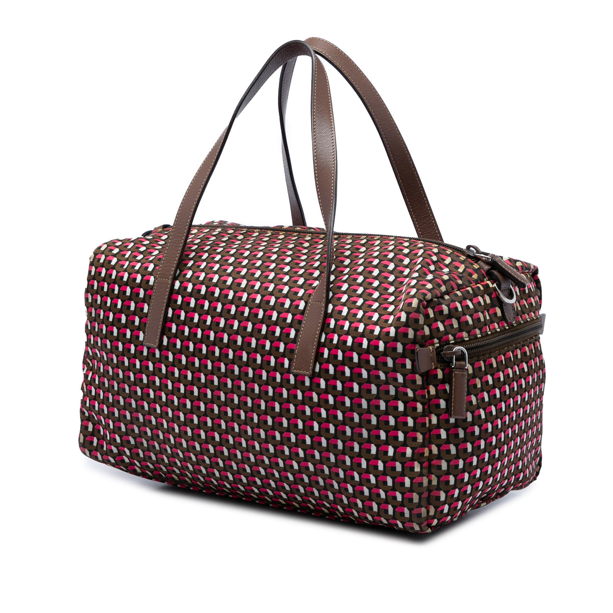 Prada Tessuto Stampato Satchel — Brown