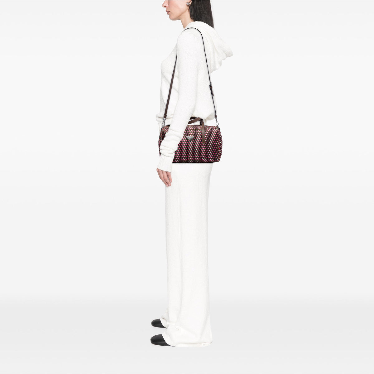 Prada Tessuto Stampato Satchel — Brown