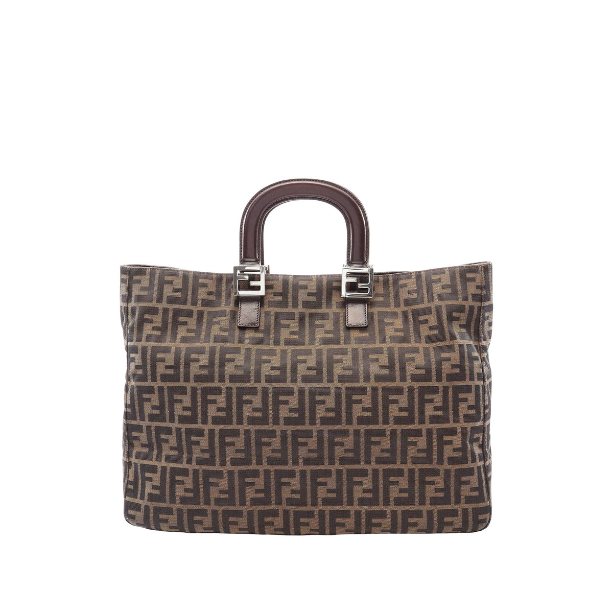Fendi Large Zucca Canvas Twins Tote — Brown