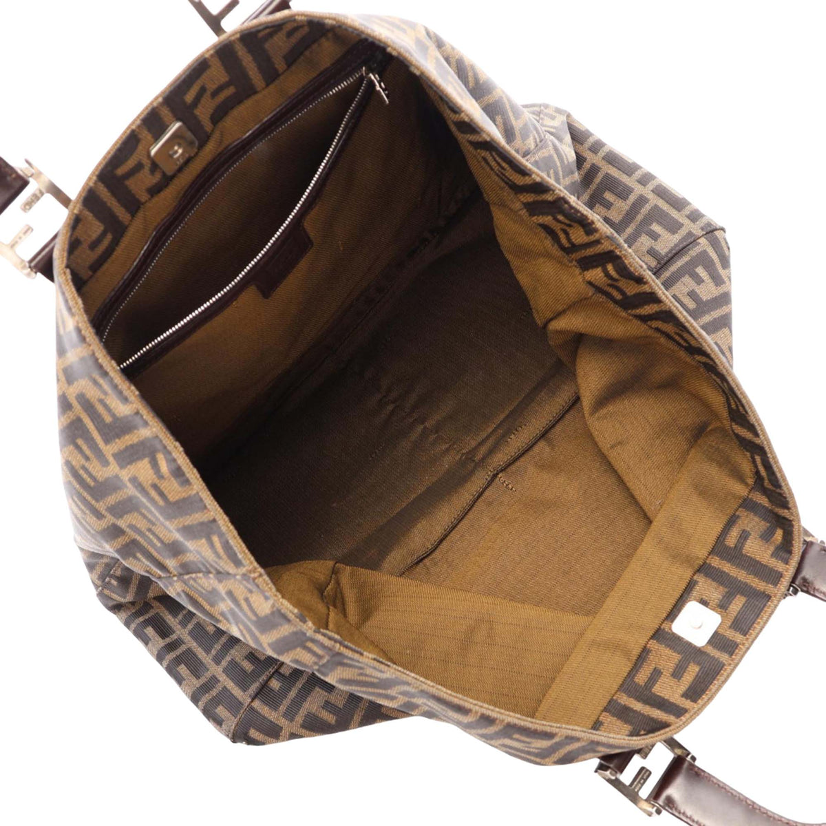 Fendi Large Zucca Canvas Twins Tote — Brown